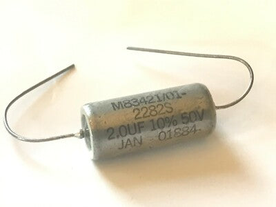 2UF 50V AXIAL METALIZED-POLYCARBONATE VINTAGE CAPACITOR M83421/01 fd7d53