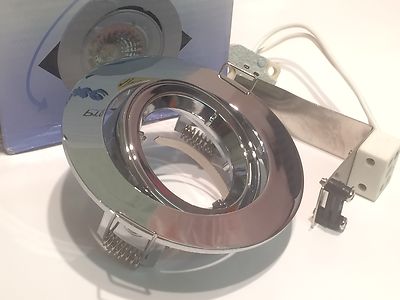LOW VOLTAGE POLISHED CHROME DIE CAST TILT RECESSED DOWN LIGHT FITTING dp10