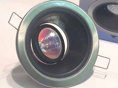 LOW VOLTAGE MR16 BRUSHED ALUMINIUM RECESSED FLUSH TILT DOWN LIGHT FITTING dp11