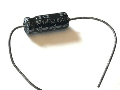 VINTAGE ITT 0.47UF 63V AXIAL ELECTROLYTIC CAPACITOR (x3) fcb16.12