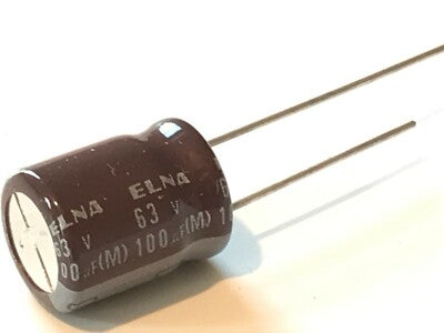 ELNA 100UF 63V 105°C TEMPERATURE TOP SPEC ELECTROLYTIC RADIAL CAPACITOR ad1i2