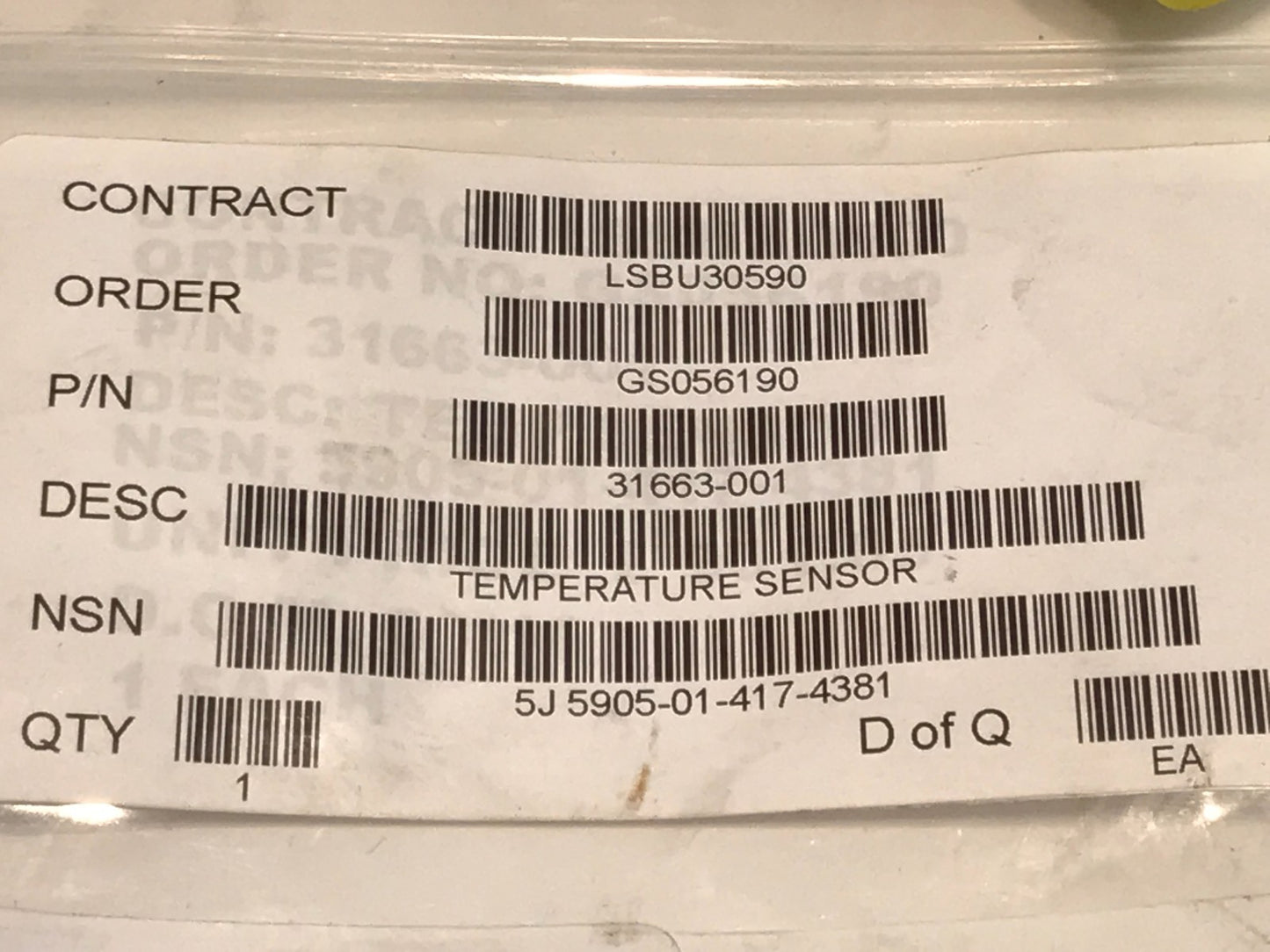 MARATHON NORCO AEROSPACE 31663-001 MILITARY TEMPERATURE SENSOR fd2J72
