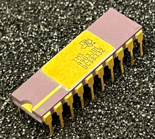 COLLECTORS CHIP TMS9903JDL TEXAS INST PURPLE CERAMIC GOLD fcb10.32