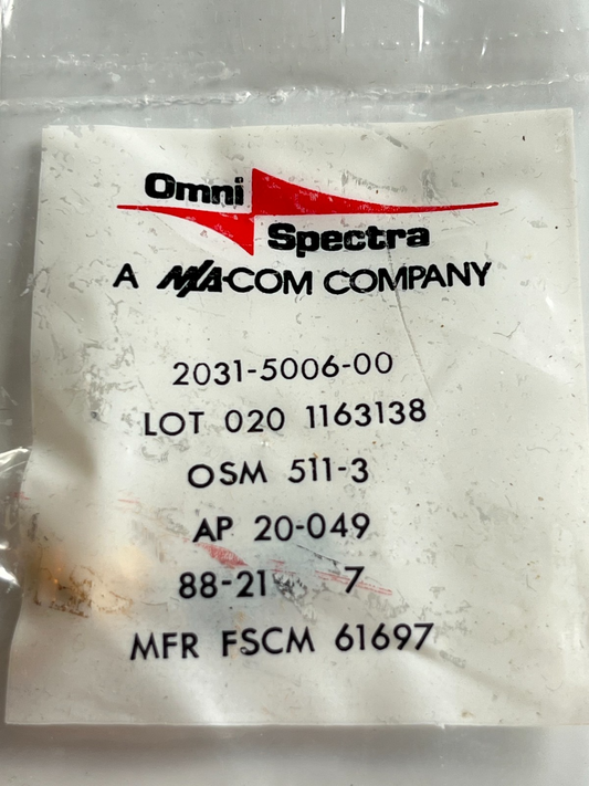 OMNI SPECTRA GOLD PLATED SMA MALE CABLE MOUNT PLUG (x1) 2031-5006-00 FD5B15