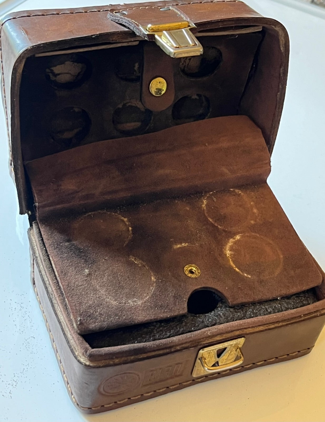 VINTAGE LEATHER CARRY CASE FOR BIRD THRULINE 43 ELEMENTS / SLUGS FD2H3