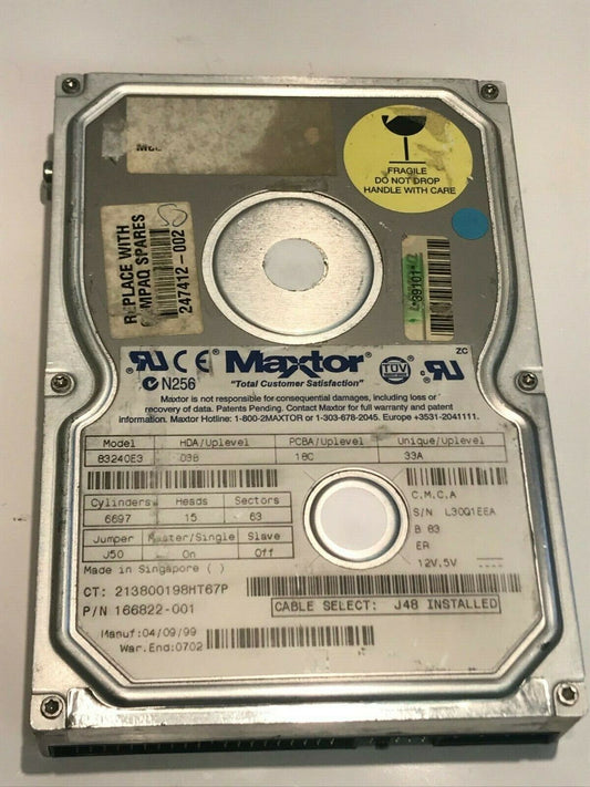 MAXTOR 83240E3 03B 18C 33A 3.2GB IDE HARD DRIVE aa5he8