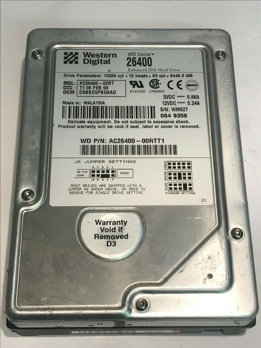 WESTERN DIGITAL CAVIAR 26400 6.4GB IDE HARD DRIVE AC26400-00RT DSBBEQPBO aa5fc4b