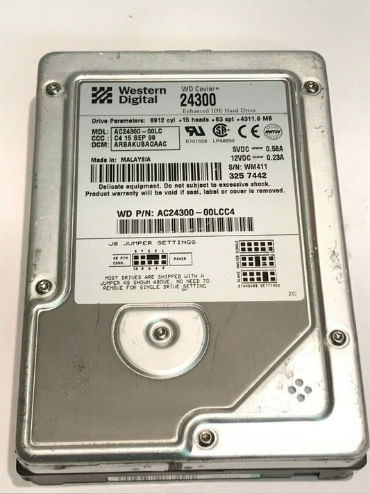 WESTERN DIGITAL CAVIAR 24300 4.3GB IDE HARD DRIVE AC24300-00LC ARBAKUBA aa5fb6C