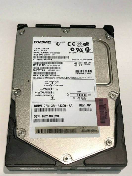 COMPAQ BF01864663 9T4006-023 3B08 18.2GB SCSI 3 ULTRA HARD DRIVE aa5id2
