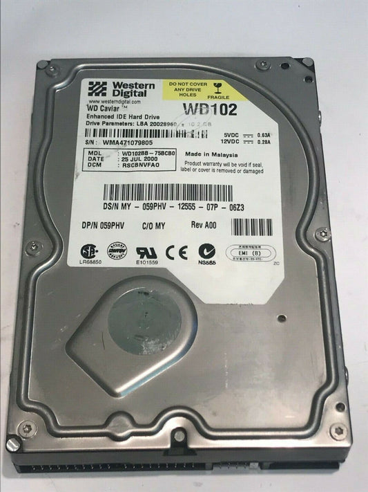 WESTERN DIGITAL CAVIAR WD102 10GB IDE HARD DRIVE WD102BB-75BCBO RSCBNVFA aa5fd1b