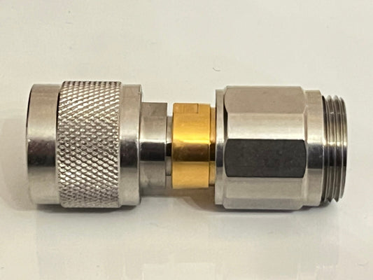 SUHNER PREMIUM APC-7 TO N TYPE MALE PRECISION RF COAXIAL ADAPTER FBA10A19