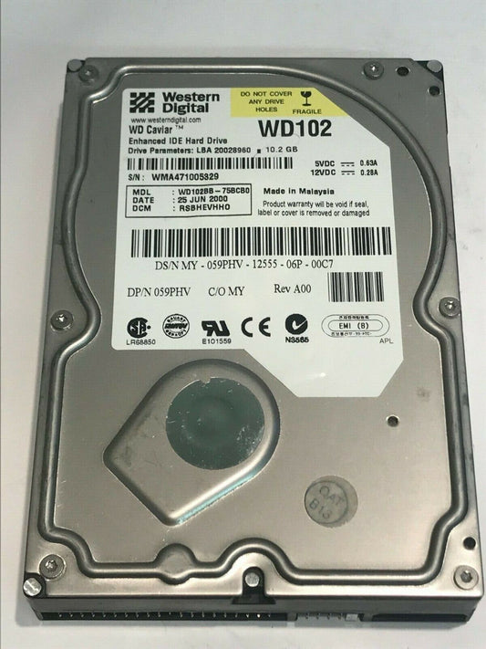 WESTERN DIGITAL CAVIAR WD102 10GB IDE HARD DRIVE WD102BB-75BCBO RSBHEVHHO aa5fd1