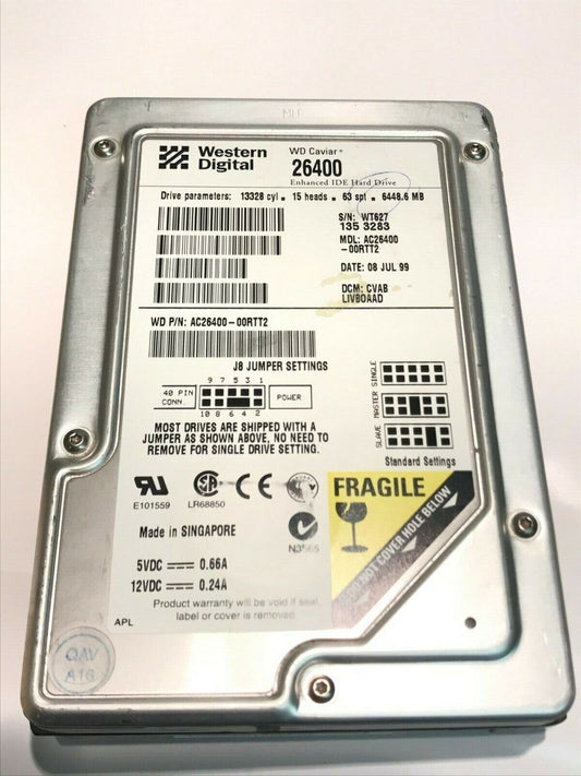 WESTERN DIGITAL 26400 6.4GB IDE HARD DRIVE AC26400-00RTT2 CVABLIVBOAAD aa5fe13