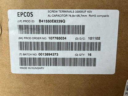 33000UF 63V EPCOS SIKOREL 105 B41550-E8339-Q PREMIUM CAPACITOR fcd3g