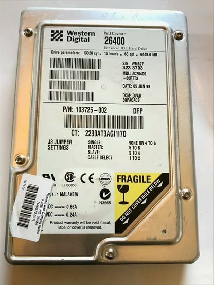 WESTERN DIGITAL CAVIAR 26400 6.4GB 103725-002 IDE HARD DRIVE aa4ab11