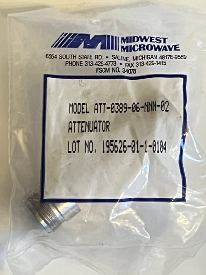 MIDWEST MICROWAVE 6dB 2W 18GHz PRECISION N TYPE ATTENUATOR 389-6 fba10a92