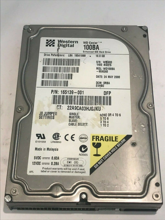 WESTERN DIGITAL CAVIAR 100BA 10GB IDE HARD DRIVE WD100BA-60AGA0 DRBAEVHBO aa5fc4