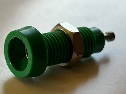 4MM PANEL MOUNT BANANA SOCKET GREEN CLASSIC OLD RS STYLE x1 fba39.23