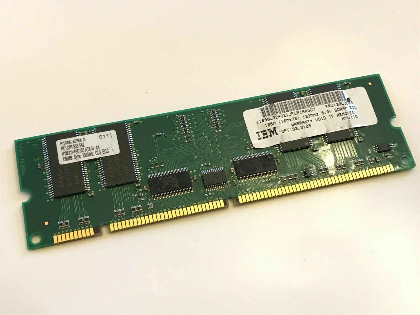 IBM FRU 33L3124 168 pin PC133 128MB 16Mx72 3.3V ECC CL3 DIMM fcb11.27
