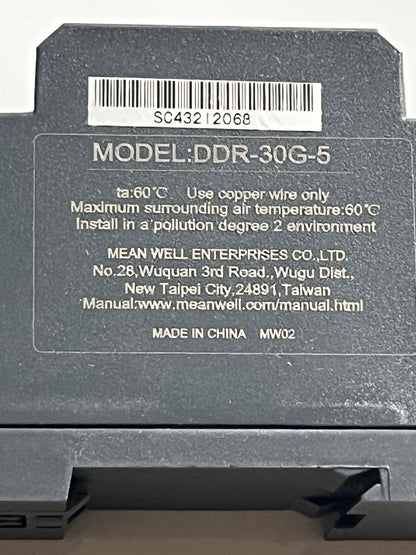 MEAN WELL DDR-30G-5 DIN RAIL MOUNT DC-DC CONVERTOR 9-36V IN 5V 6A OUT fd1d33