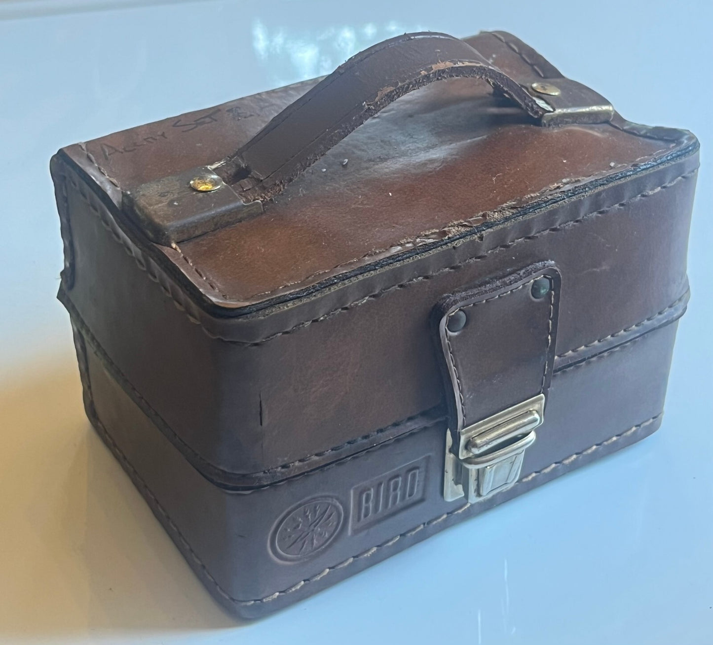 VINTAGE LEATHER CARRY CASE FOR BIRD THRULINE 43 ELEMENTS / SLUGS FD2H3