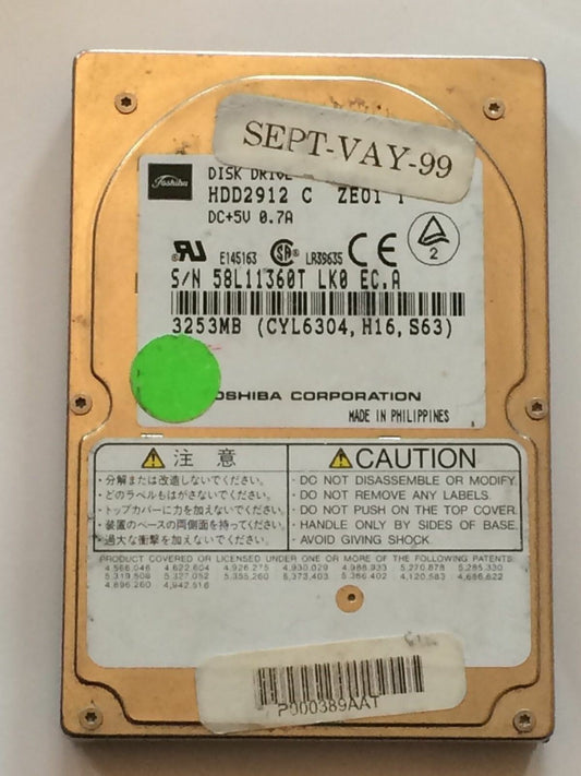 TOSHIBA HDD2912 C 2.5 INCH 12.5MM 3253MB HARD DISC DRIVE MK3205MAV fbc1f5