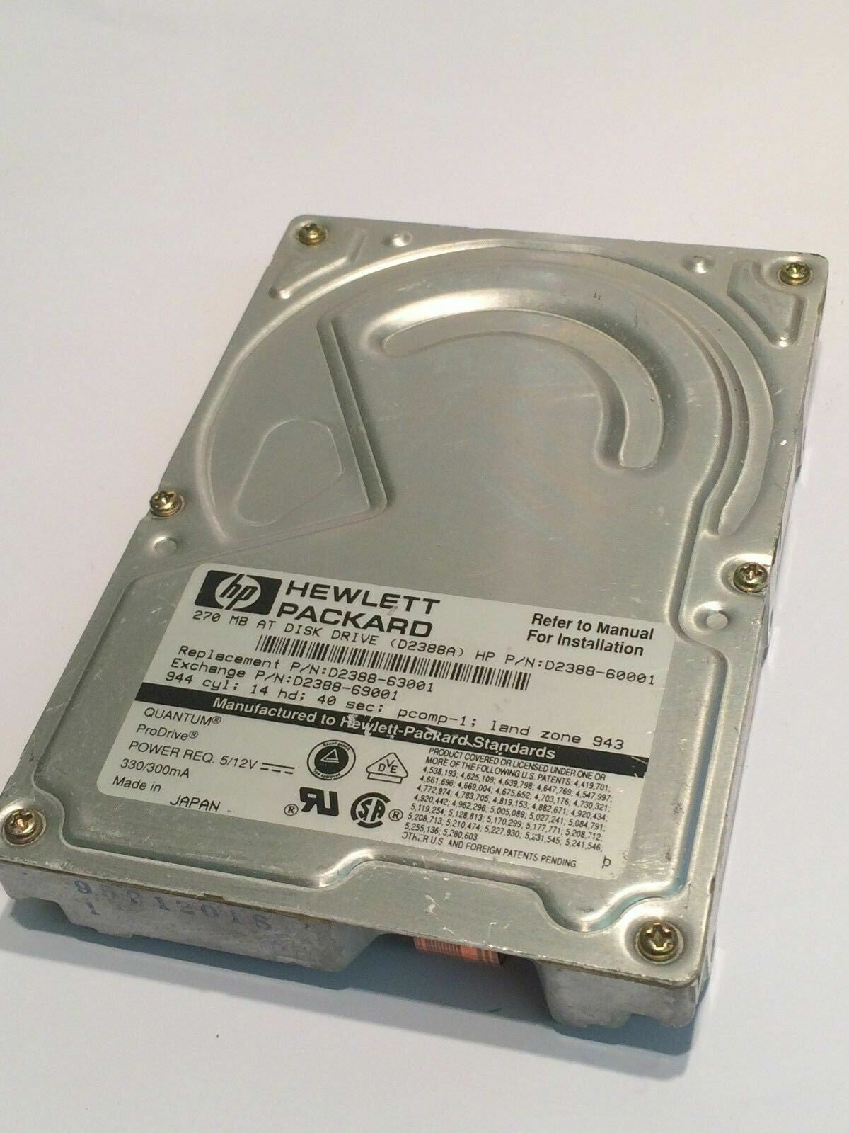 HEWLETT PACKARD D2388A IDE HARD DRIVE 270MB D2388-60001 aa4ce2