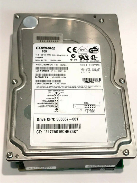 COMPAQ HC0183172A 9J9006-024 3208 18.2GB SCSI 3 ULTRA HARD DRIVE aa5ie1