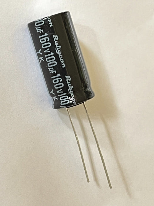 100UF 160V RADIAL ELECTROLYTIC CAPACITOR RUBYCON YK (x1) fbe4c2