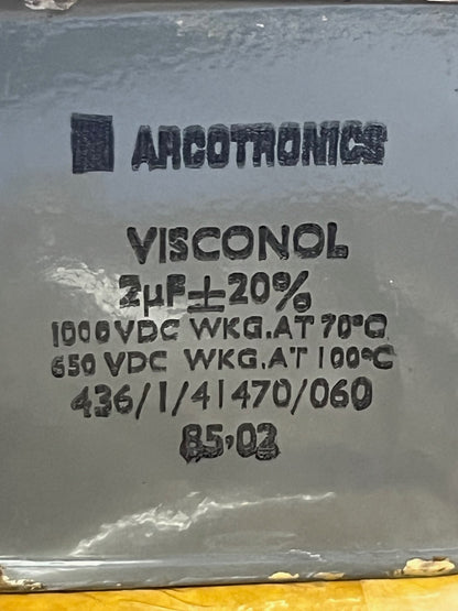 2UF 2mfd 1000V PAPER IN OIL VISCONOL VINTAGE CAPACITOR FD6C32