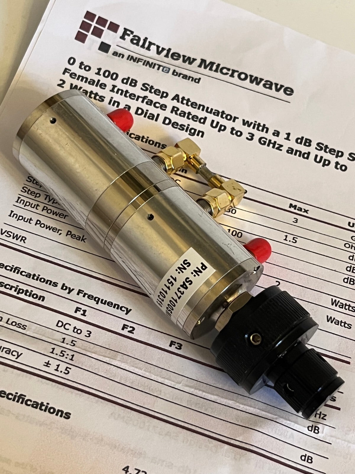 FAIRVIEW SA37100SMA 0 - 100dB VARIABLE STEP ATTENUATOR 3GHZ 2W NEW ad2n33