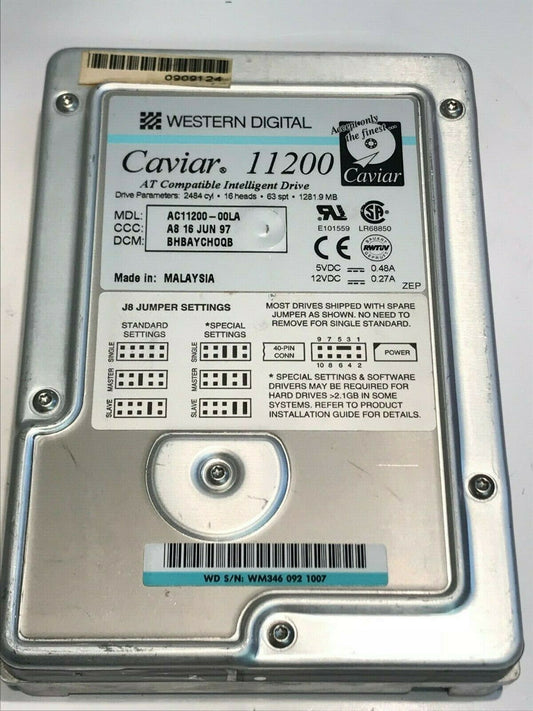 WESTERN DIGITAL CAVIAR 11200 1.2GB IDE HARD DRIVE AC11200-00LA CSBAJMHOCA aa5fb1