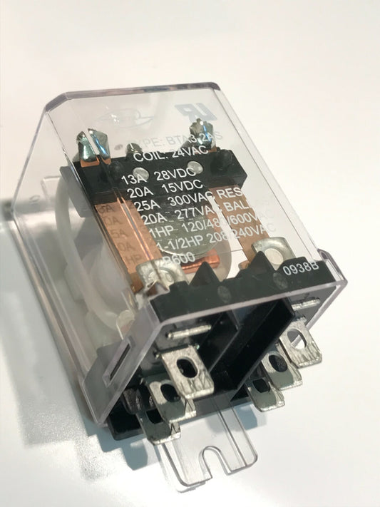 24V AC DOUBLE POLE SINGLE THROW HEAVY DUTY RELAY WITH 25A CONTACTS x1 fba13B