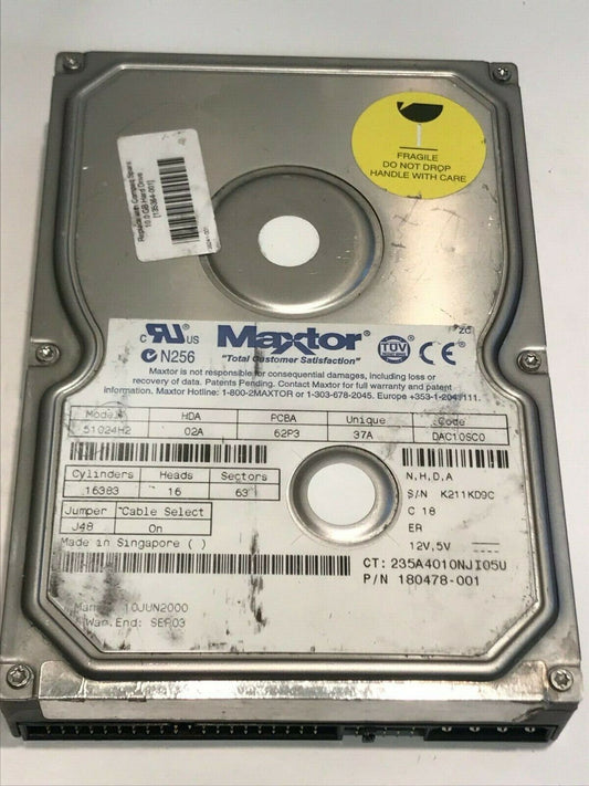 MAXTOR 51024H2 02A 62P3 37A DAC10SC0 10.2GB IDE HARD DRIVE aa5fa3B