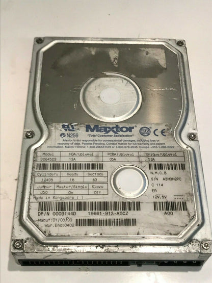MAXTOR 90645D3 13A 05A 52A 6.4GB IDE HARD DRIVE aa5gc6