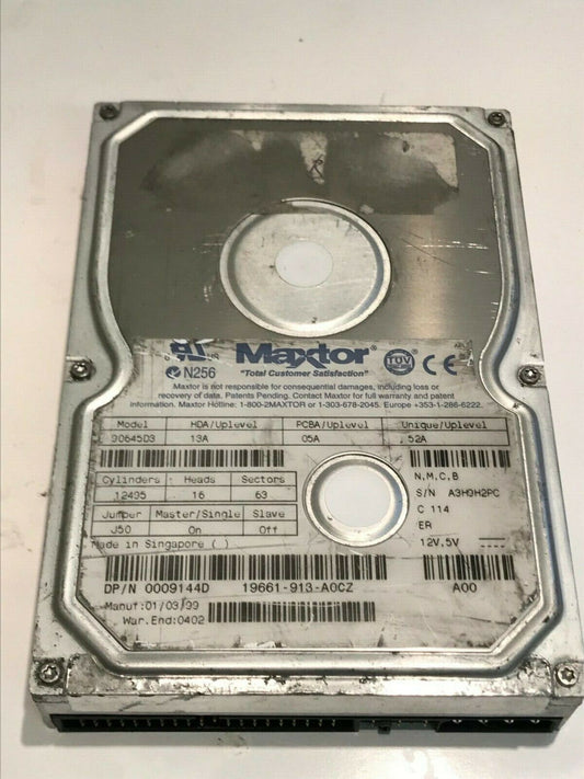 MAXTOR 90645D3 13A 05A 52A 6.4GB IDE HARD DRIVE aa5gc6