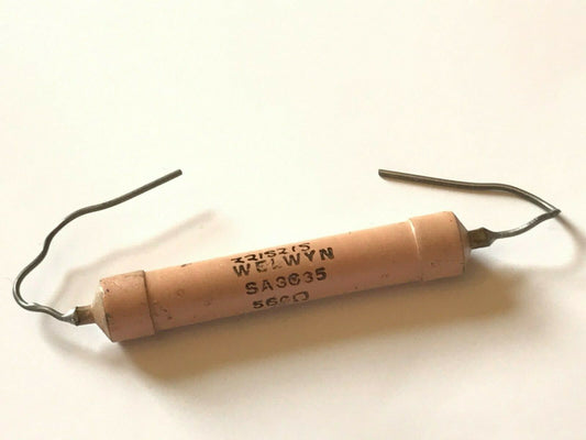 VINTAGE 1950'S WELWYN SA3635 560 OHM 12W 5% WIRE WOUND RESISTOR ad1J40