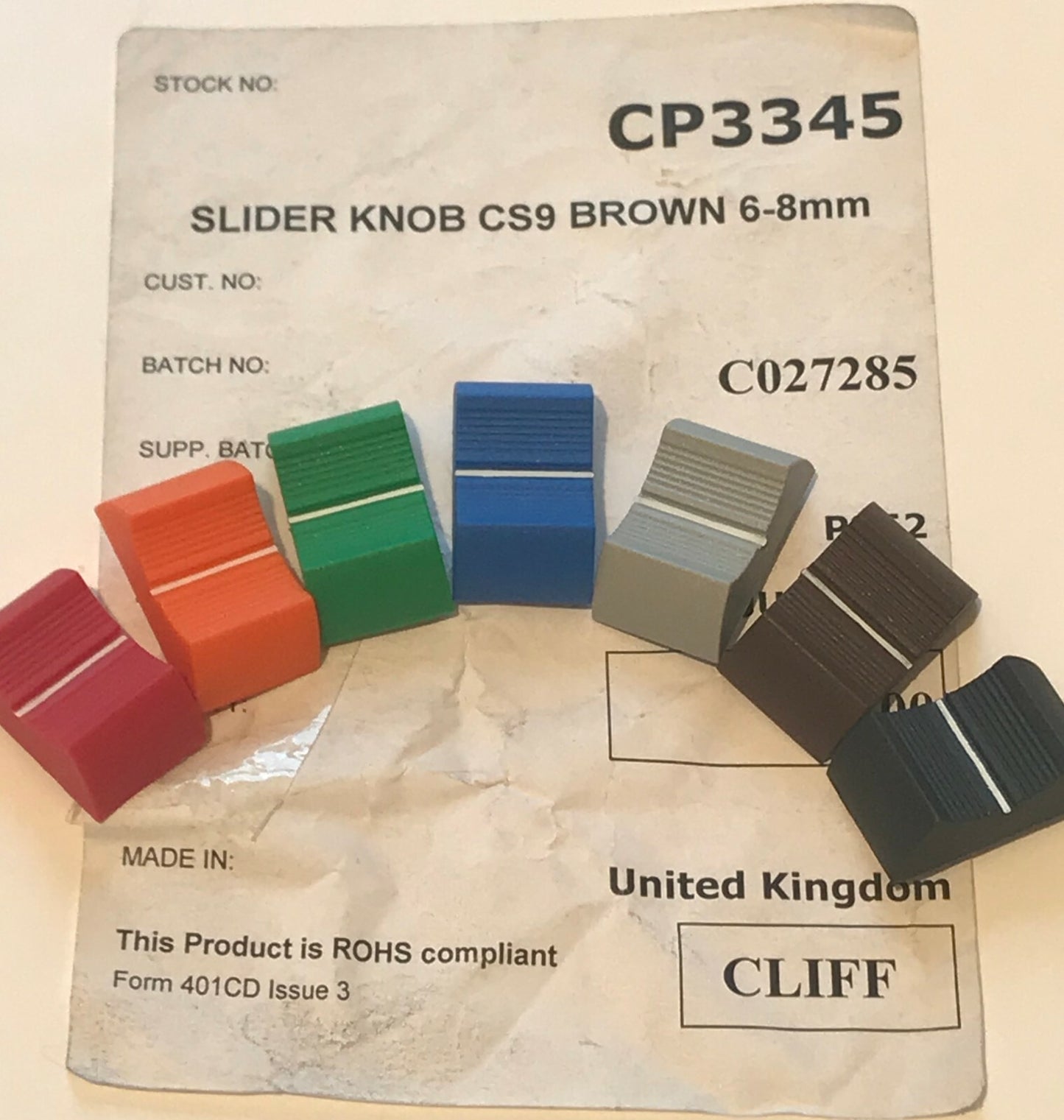 BEST QUALITY CLIFF SLIDER POT KNOBS 6 - 8MM SHAFT UK MADE & STOCK fcb25
