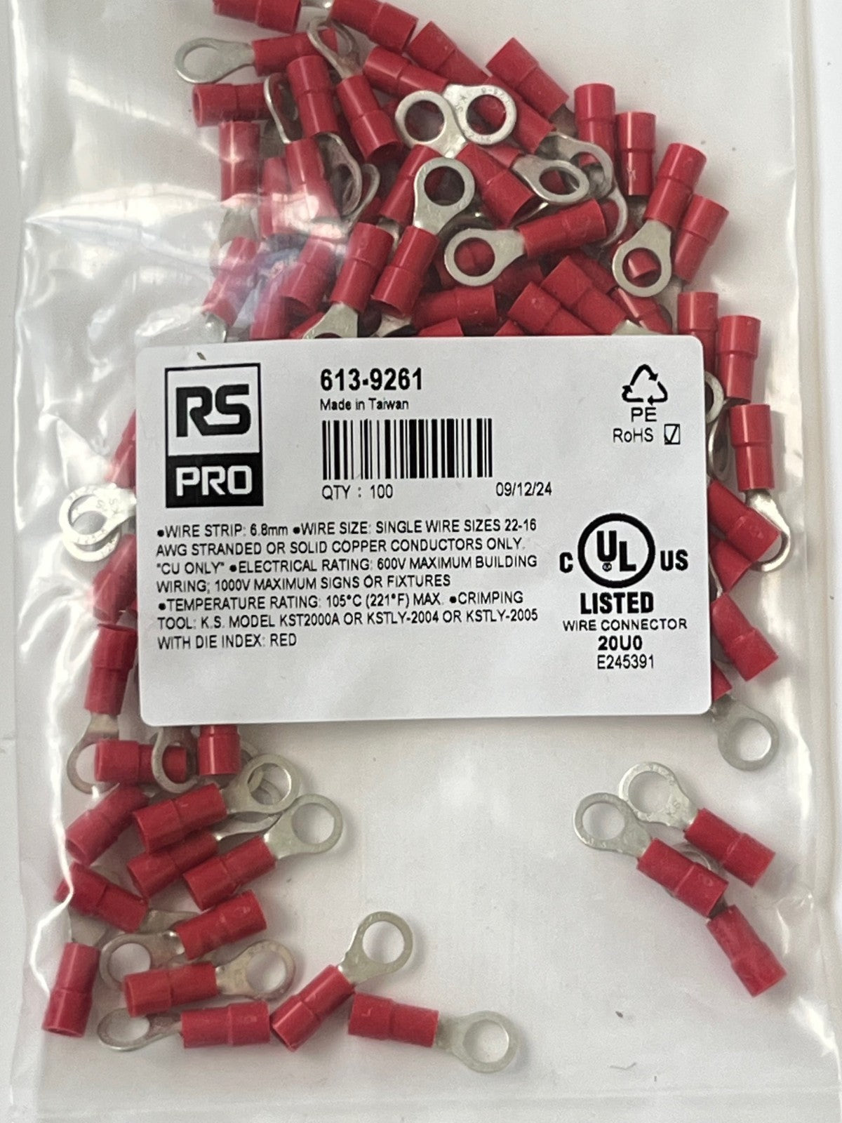 INSULATED CRIMP TERMINALS BEST RS QUALITY ALL TYPES PACKS OF 100 CHEAP fcb22