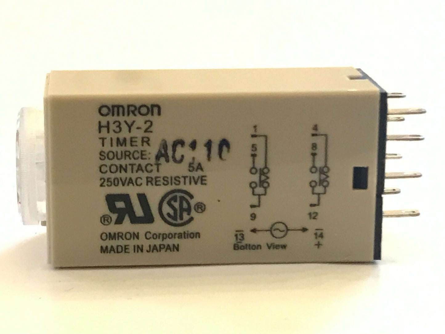H3Y-2 110V AC MINIATURE PLUG IN TIMER 8 PIN 0.5 - 10 MINUTES DP CONTACTS ac1x5