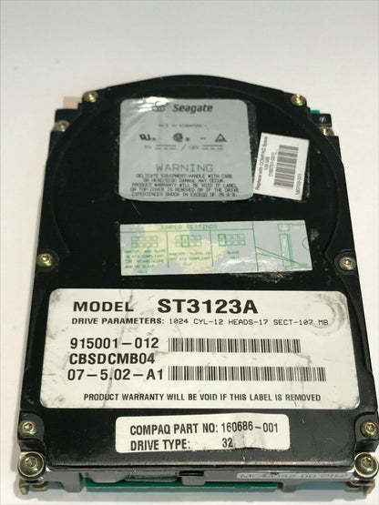SEAGATE ST3123A 107MB IDE HARD DRIVE 915001-012 CBSDCMB04 aa5ie10