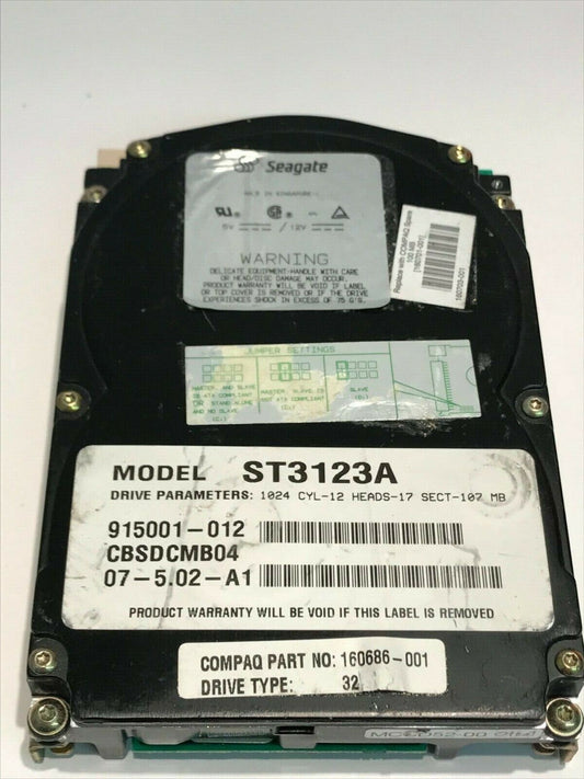 SEAGATE ST3123A 107MB IDE HARD DRIVE 915001-012 CBSDCMB04 aa5ie10