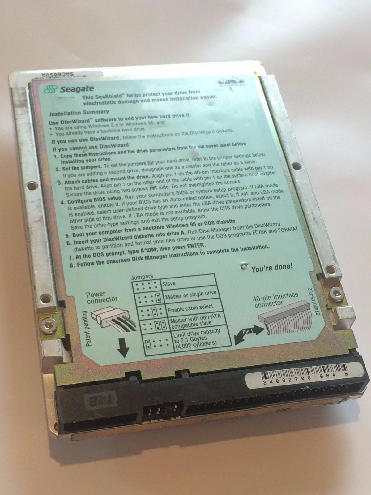 SEAGATE ST36422A 9L4007-303 FIRMWARE 3.02 IDE HARD DRIVE 6.4GB aa4ba6A