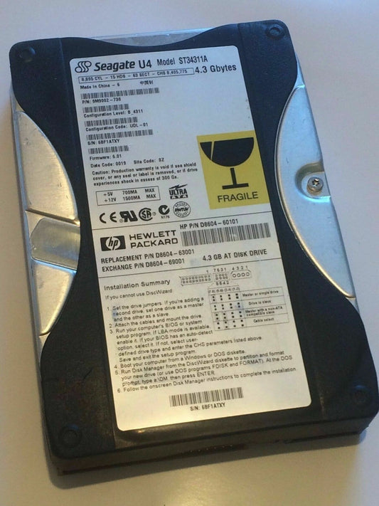 SEAGATE ST34311A 9M9002-730 FIRMWARE 6.01 IDE HARD DRIVE 4.3GB aa4ba15