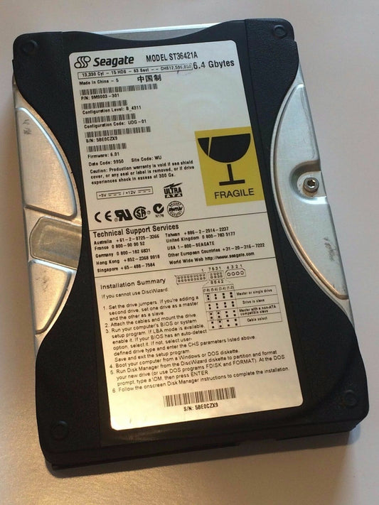 SEAGATE ST36421A 9M9003-301 B_4311 FIRMWARE 6.01 IDE HARD DRIVE 6.4GB aa4ba9A