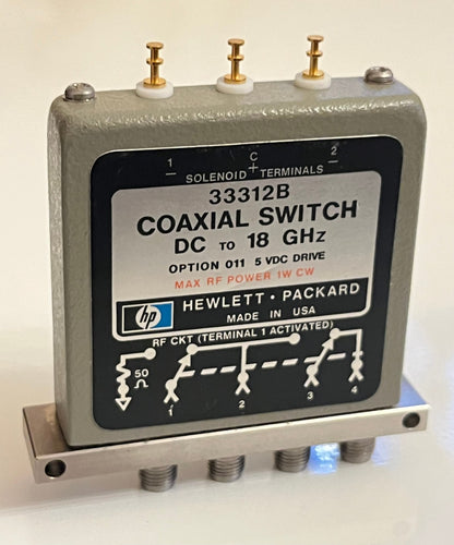 HP 33312B OPT011 5V 4 PORT COAXIAL RELAY SWITCH, 18GHz 1W FD5C4