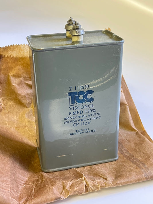 8UF 8mfd 800V PAPER IN OIL TCC VISCONOL VINTAGE CAPACITOR FD6C36