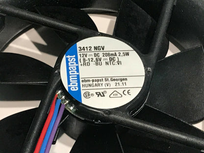 EBM-PAPST MODEL 3412-NGV AXIAL 12V (8v - 12.6v) 92MM x 25MM 3 WIRE FAN fbd3d