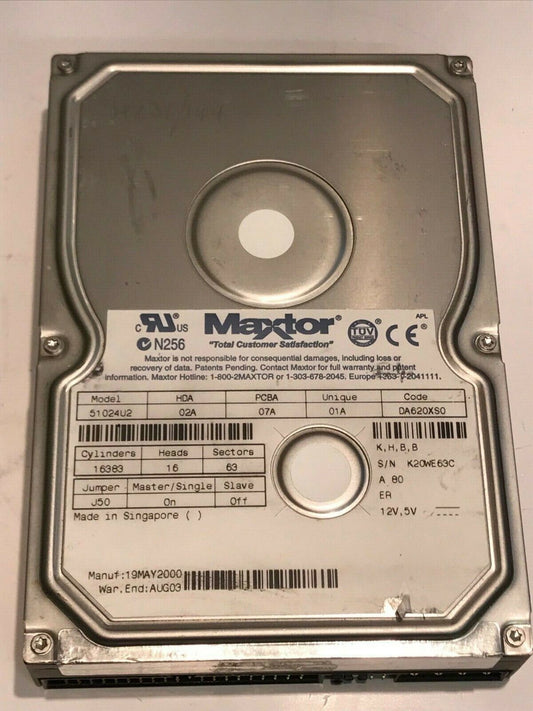 MAXTOR 51024U2 02A 07A 01A DA620XS0 10.2GB IDE HARD DRIVE aa5fb5a