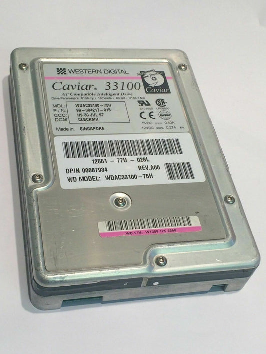 WESTERN DIGITAL CAVIAR 33100 3.1Gb IDE HARD DRIVE WDAC33100-75H aa4ce11
